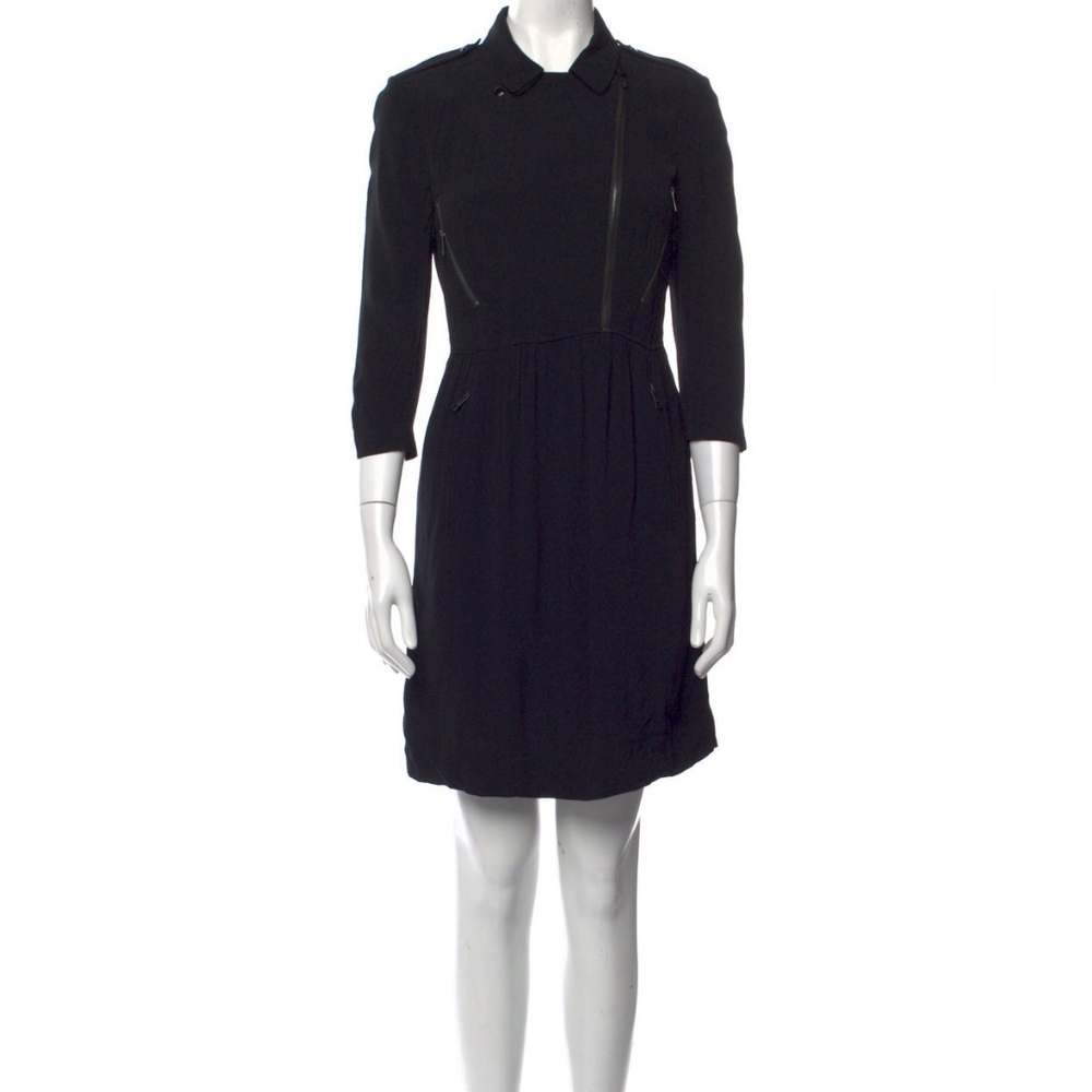 Burberry Brit Black Long Sleeve Moto Dress